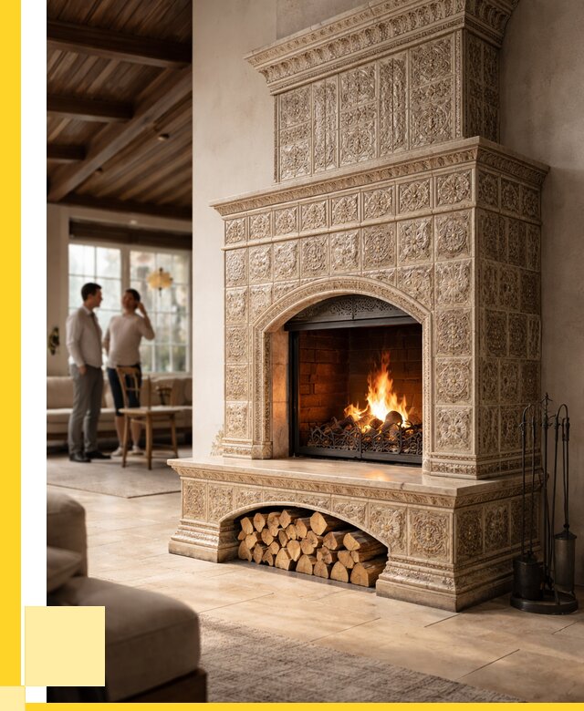 Купить изразцовый камин в Железногорске от 255525 р. | ЭриданЖлк