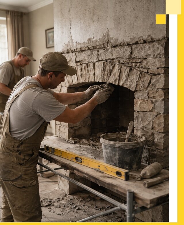 Изготовление каминов под ключ в Железногорске, монтаж и отделка