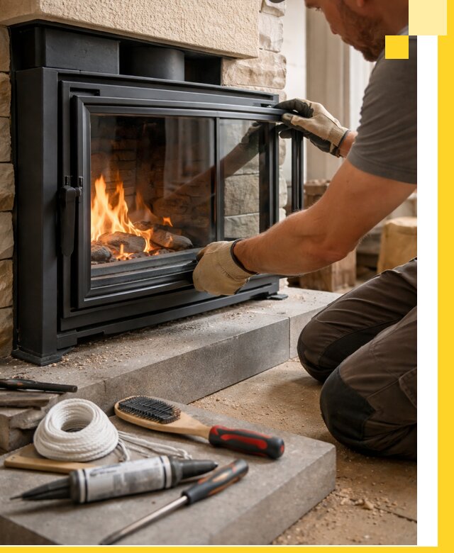 Производство, монтаж и доставка каминов со стеклом в Железногорске