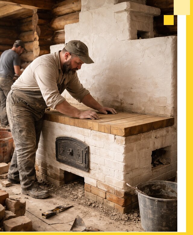 Проектирование и установка русской печи с лежанкой в Железногорске