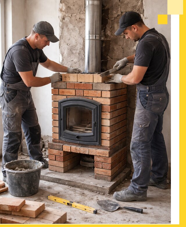 Монтаж печи камина под ключ в Железногорске с гарантией и пусконаладкой