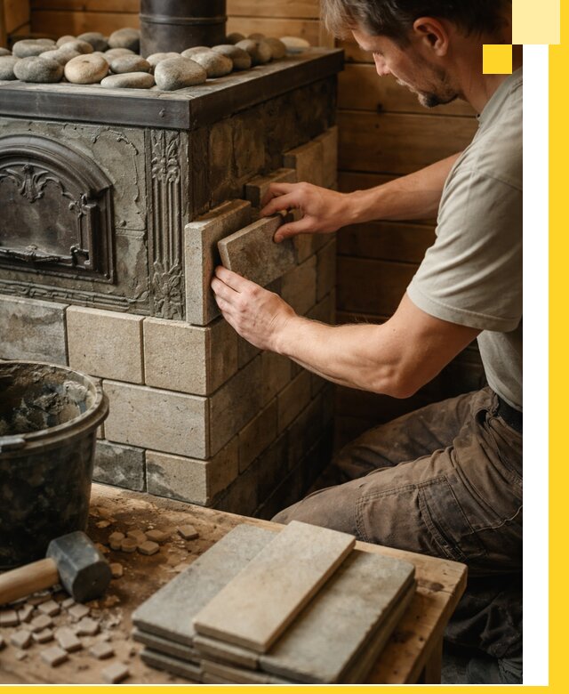 Облицовка банных печей в Железногорске профессиональная отделка