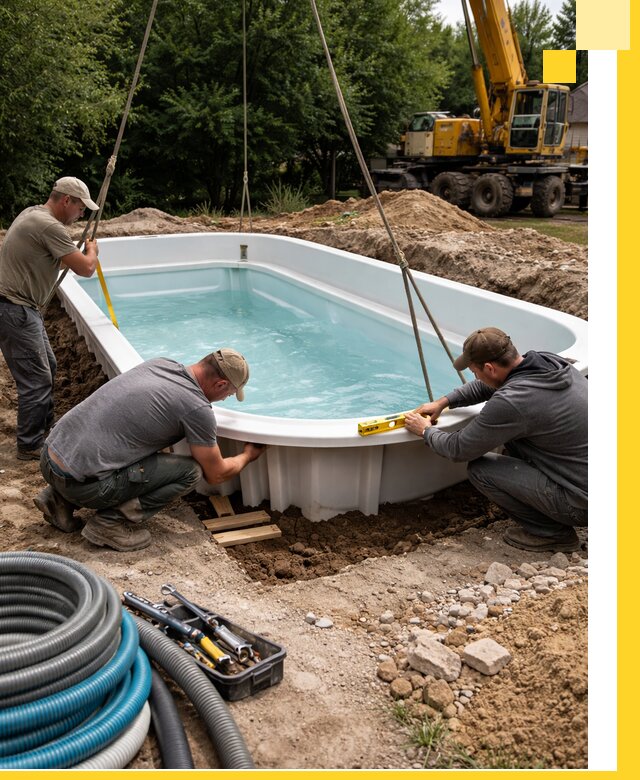 Установка и монтаж композитных бассейнов под ключ в Железногорске