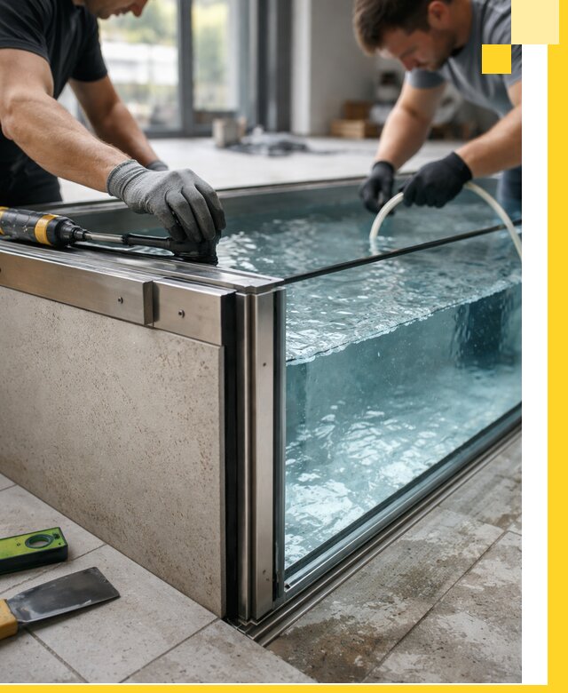 Проектирование и монтаж стеклянных бассейнов в Железногорске