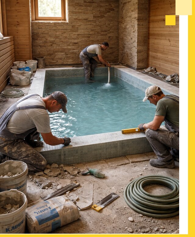 Проектирование и строительство бассейнов для бани в Железногорске