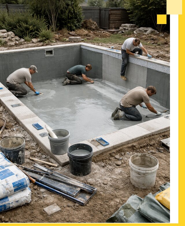 Изготовление и монтаж чаши бассейна под ключ в Железногорске