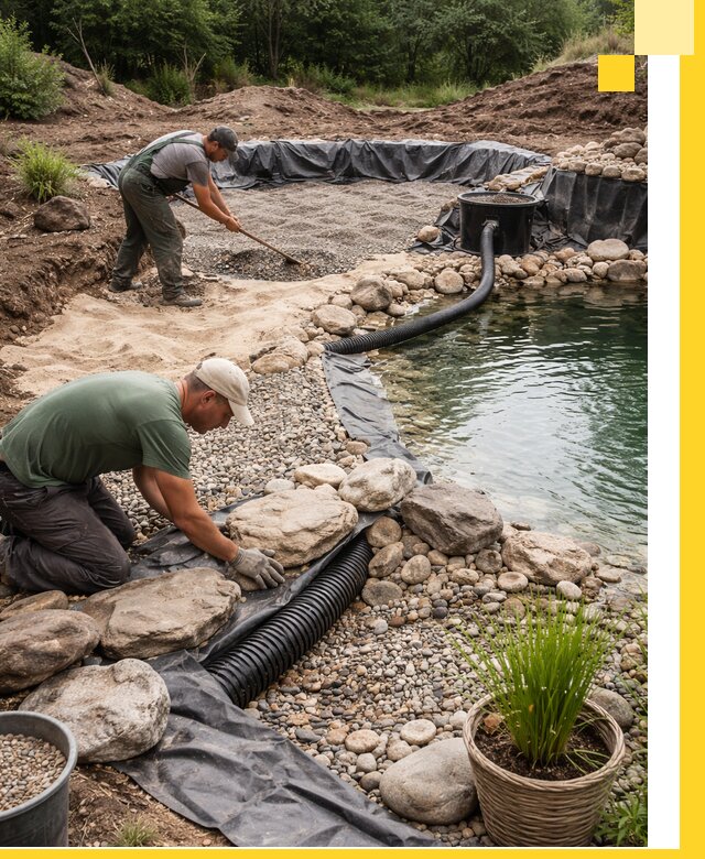 Строительство природных бассейнов и озер в Железногорске под ключ