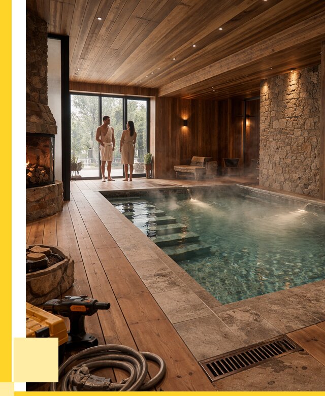 Проекты бань с бассейном под ключ в Железногорске от 76658 р., ЭриданЖлк