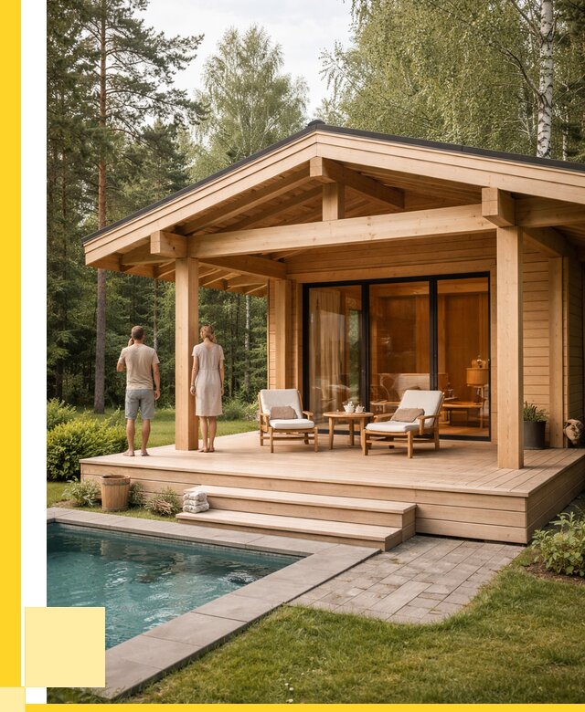 Бани с террасой под ключ в Железногорске от 613260 р. | ЭриданЖлк