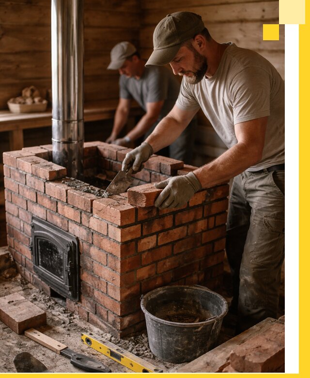 Кирпичные печи для бани под ключ в Железногорске, проект и монтаж