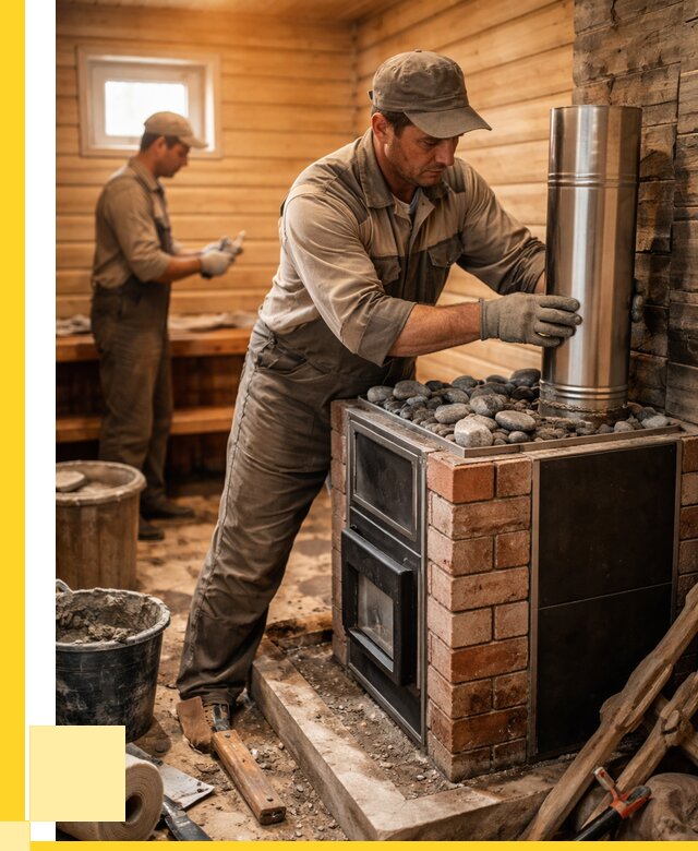 Монтаж печи в бане под ключ в Железногорске от 20442 р. | ЭриданЖлк