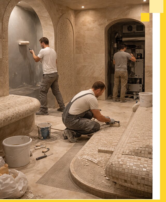 Строительство бани с хамамом и бассейном под ключ в Железногорске