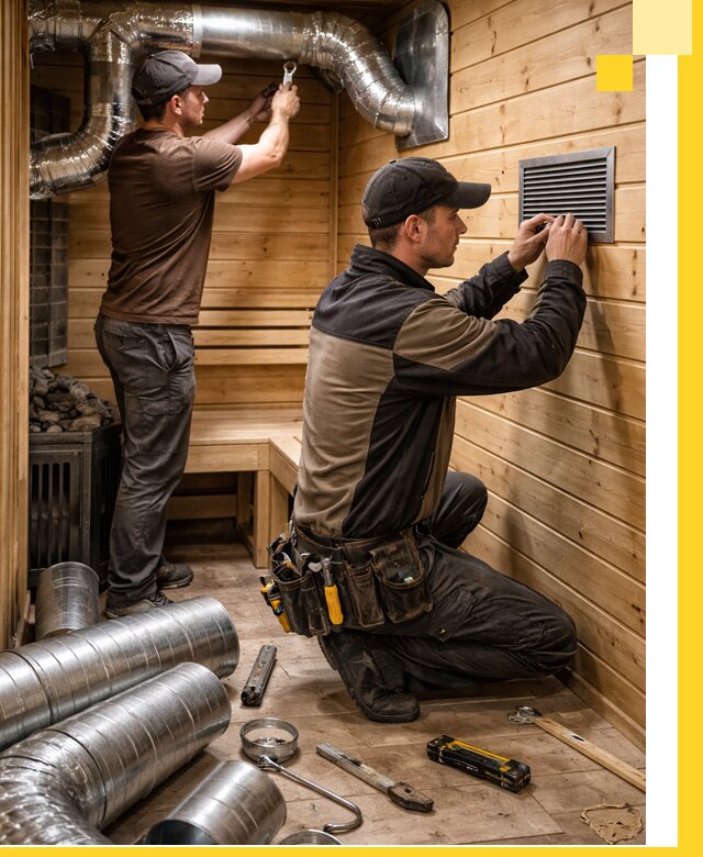 Проектирование и монтаж вентиляции бани в Железногорске под ключ