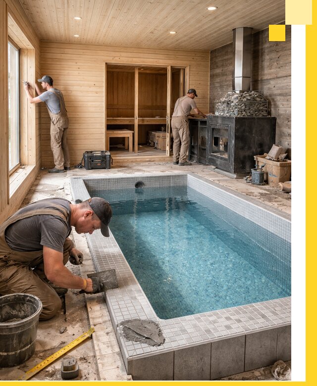 Проект бани с бассейном и сауной в Железногорске под ключ