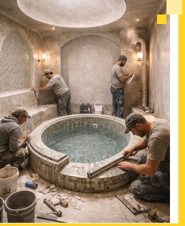 Профессиональное строительство хамама с бассейном в Железногорске под ключ